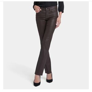 NYDJ Marilyn straight coffee bean color coated jeans